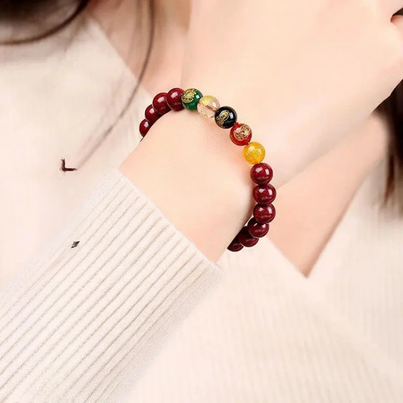 Fünf-Wege-Gott des Reichtums, handgefertigtes Zinnober-Perlenarmband, Transfer-Glücksbringer, Sternzeichen-Schmuck für Männer und Frauen, Eröffnungsglücksgeschenk