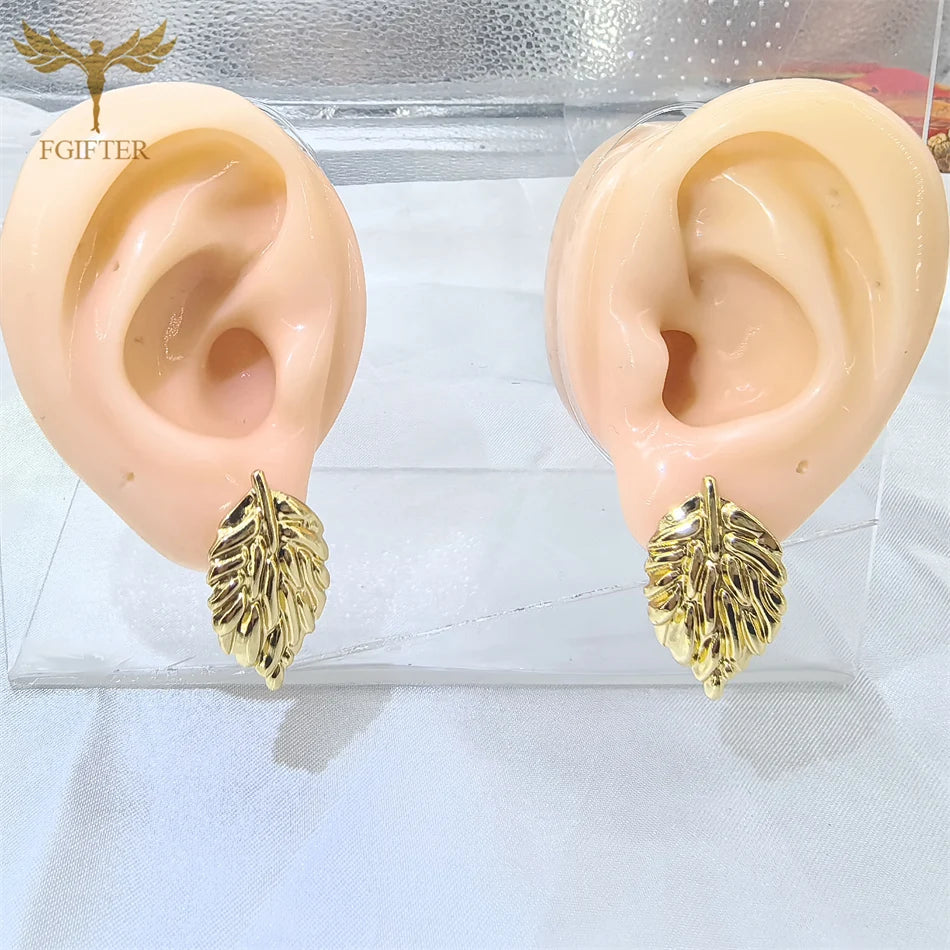 Elegante lässige Blatt-Ohrringe, vergoldeter Edelstahl, Ohrpiercing-Schmuck, Raubtier-Ohrstecker, Damen- und Mädchen-Geschenke mit Box