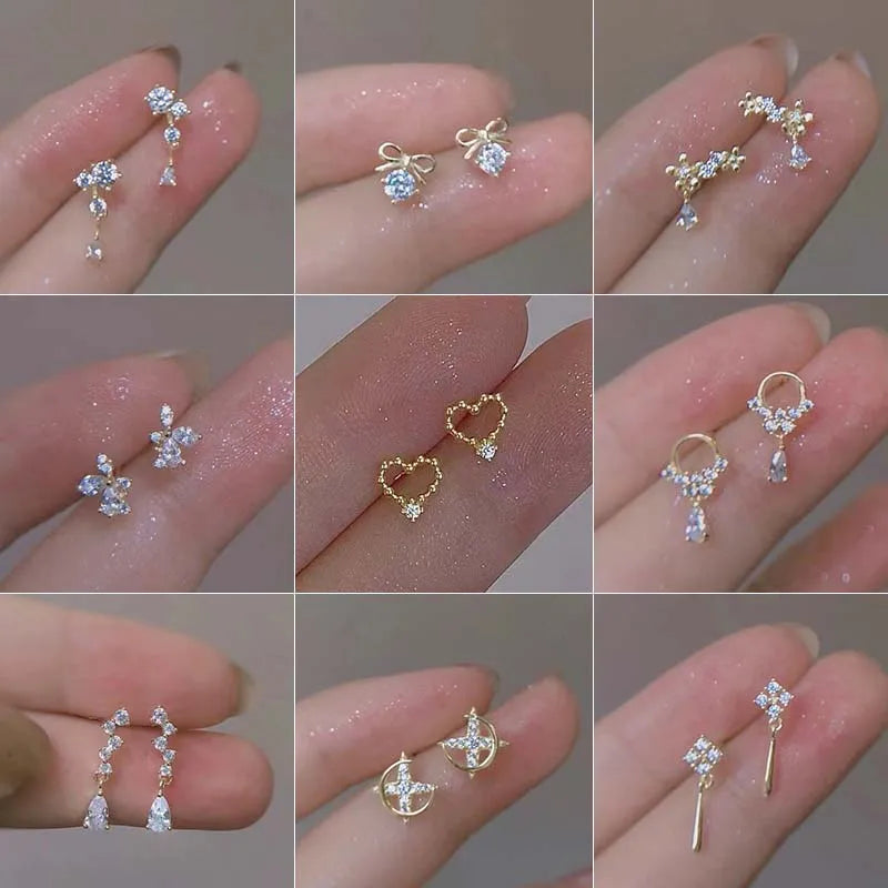 925 Silber Nadel Zirkon Ohrringe Hypoallergen Mode Ohrstecker Weiblichen Anhänger Quaste Anhänger Ohrringe für Frauen Schmuck Geschenk