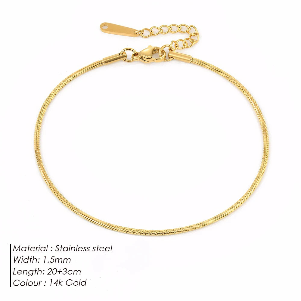 Emanco vergoldete runde Schlangen kette barfuß Strand Fuß schmuck einfachen Stil Metall Textur Geschenk für ihre Fabrik direkten Versand