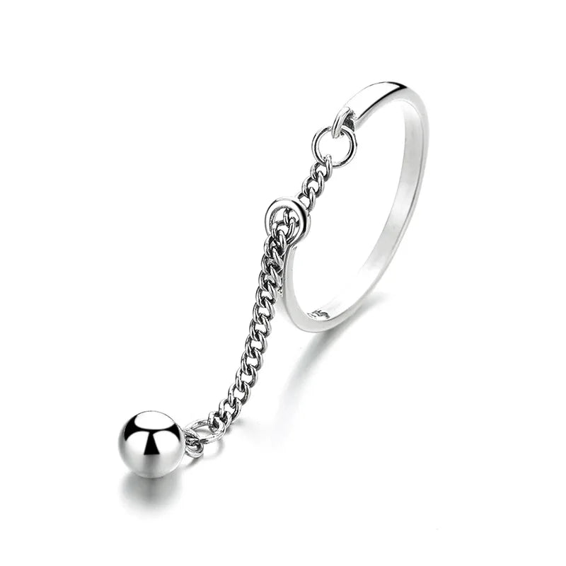 Kette Quasten Ring Einstellbar Einfache Koreanische Mode Frauen Party Ring Finger Koreanische Silber Farbe Schmuck