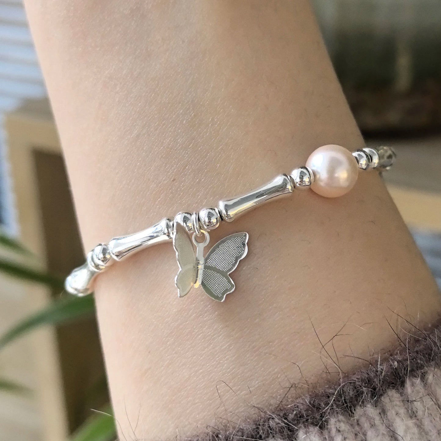 VENTFILLE Schmetterlingsarmband aus 925er-Sterlingsilber für Mädchen, Perlenschnur-Design, Insekt, modisch, vielseitiger Schmuck, Geschenk, Dropshipping