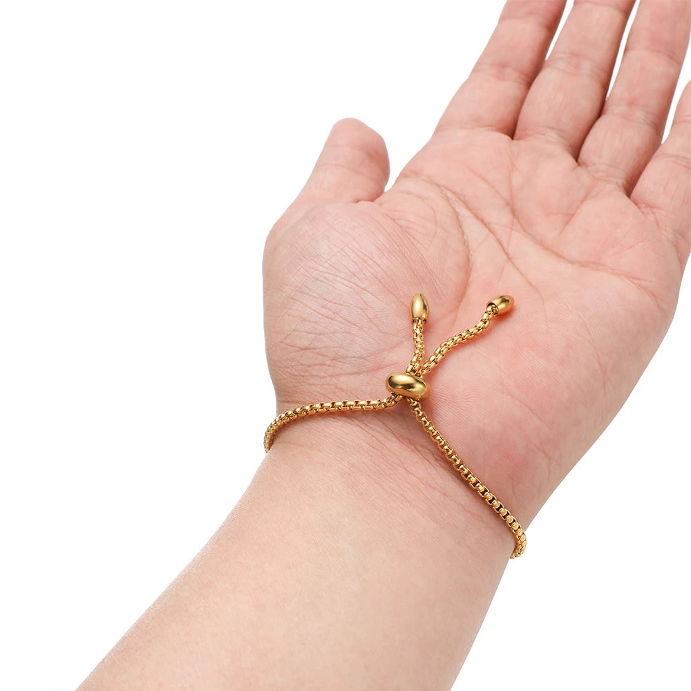 3 Teile/los Vergoldet Edelstahl Einstellbare Armbänder Schieber Ketten für Frauen Mann Armband Schmuck Party Hochzeiten Geschenke Groß