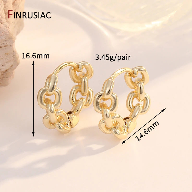 Runde Huggie-Creolen aus 14 Karat vergoldetem Messing, Damen-Zirkon-Kreis-Piercing-Ohrringe, modisches Party-Schmuckzubehör