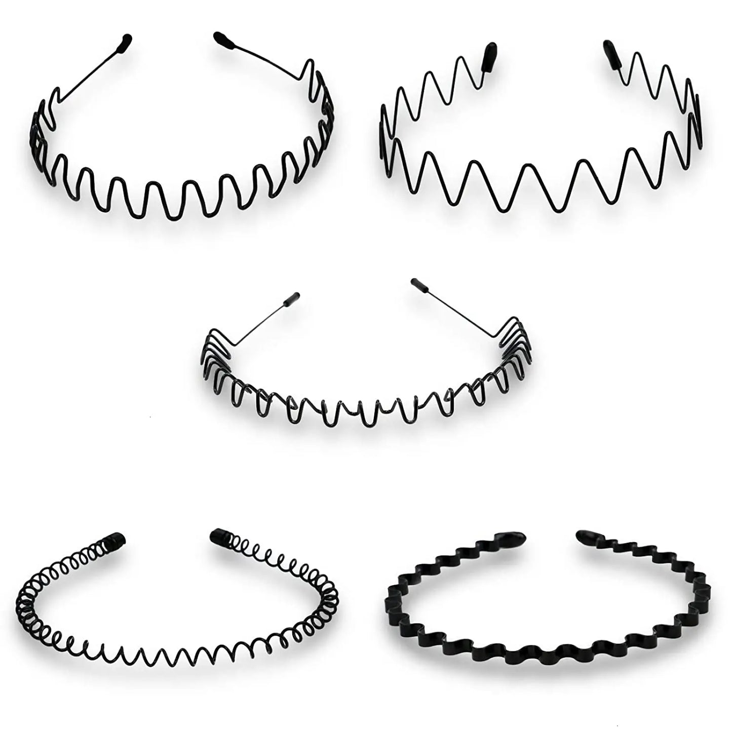 Unisex Schwarz Elastisch Rutschfest Einfache Metall Stirnbänder Für Männer Frauen Welliges Haarband Frühling Haar Hoop Mode Haar Zubehör
