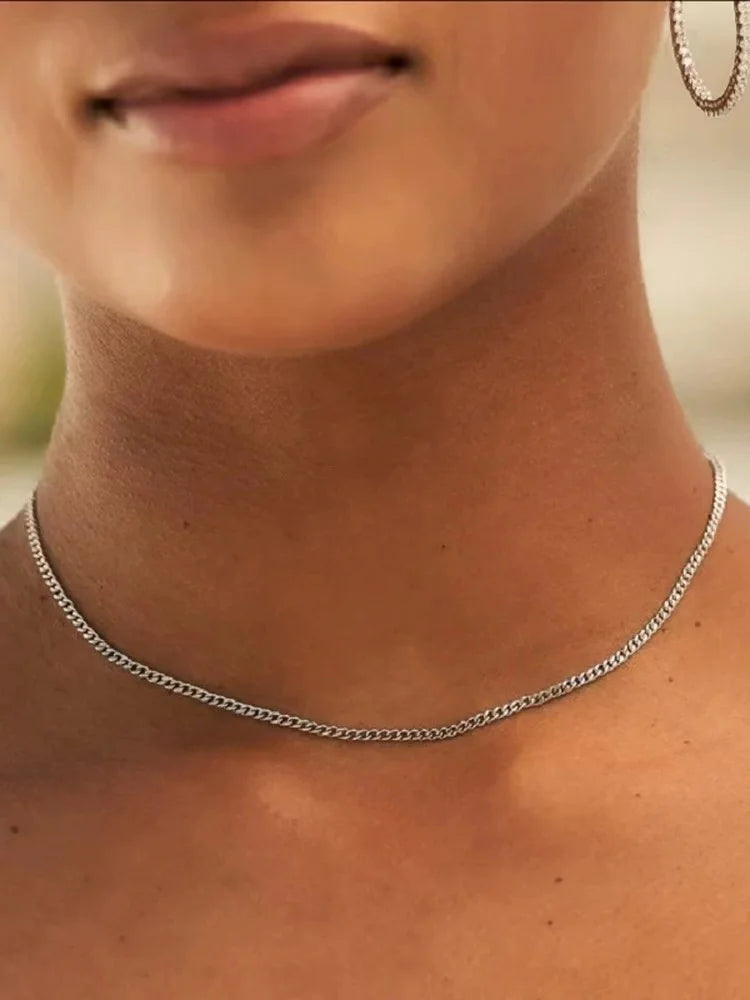 Männer Edelstahl Basic Kette Halskette Titan Stahl Schmuck Kubanische Kette Für Frauen
