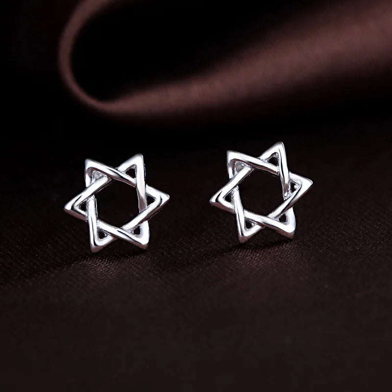 Yiluocd 925 versilbert Stern verdrehte Ohrringe hohlen Sechseck Stern von David Ohr stecker Schmuck für Frau Weihnachts geschenke
