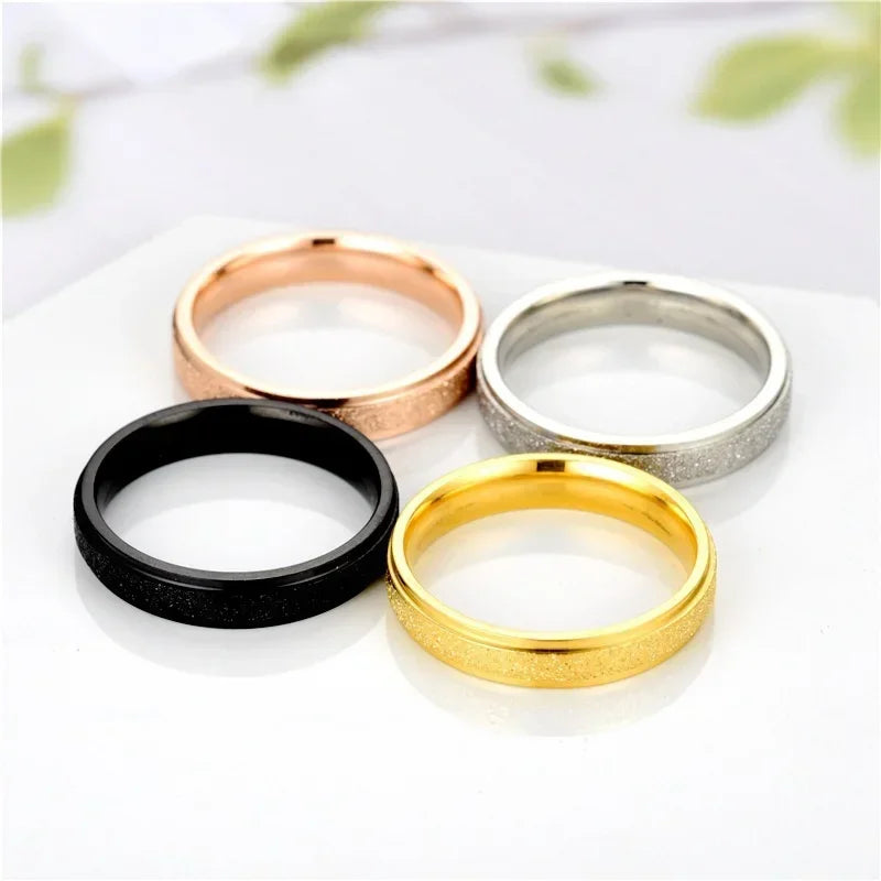 Trendy Ringe Edelstahl Luxus Mode Titan Rose Gold Farbe Matt Ring Exquisite Frauen Männer Schmuck Hochzeit Geschenk Heißer