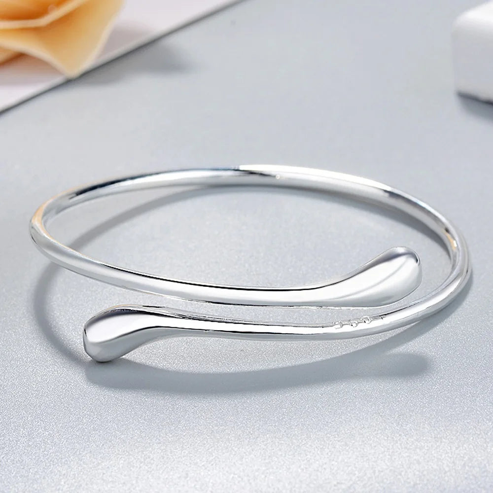 Trending produkte 925 Stempel Silber Wasser tropfen armband manschette armreif für Frauen Mode Hochzeit Party Mädchen Schmuck