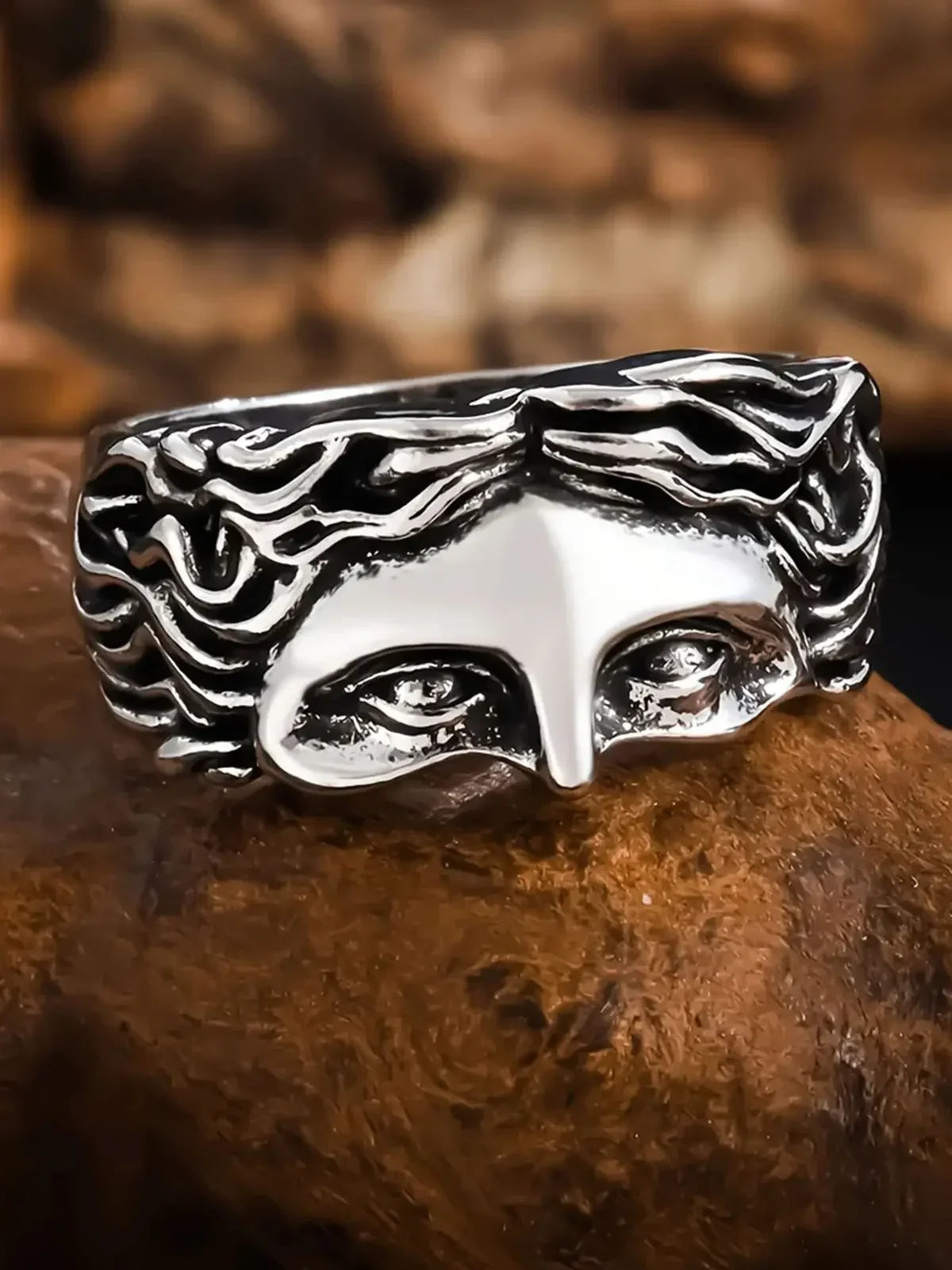 Vintage Gold Farbe Jesus Halbe Gesicht Offenen Ring für Männer Frauen Retro Religiöse Glaube Schmuck Reinem Kupfer Finger Ringe Bands Geschenke