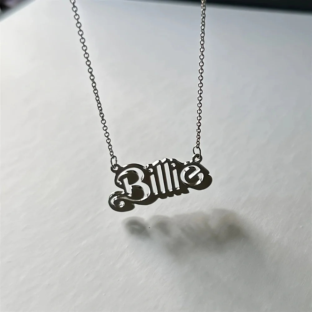 Mode Einfache Silber Überzogene Billie Brief Anhänger Halskette für Frauen Schlüsselbein Kette Halskette Edlen Schmuck