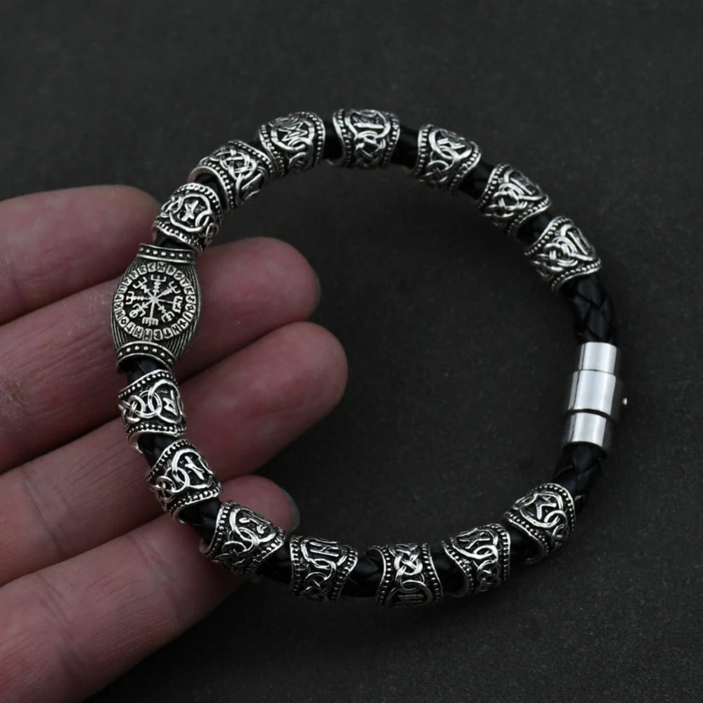 Nordisches Runen-Armband Vikingo 3 Stück/11 Stück/13 Stück/15 Stück Runen-Perlen Vegvisir Kompass Amulett Wikinger-Armband Slawisches Zubehör