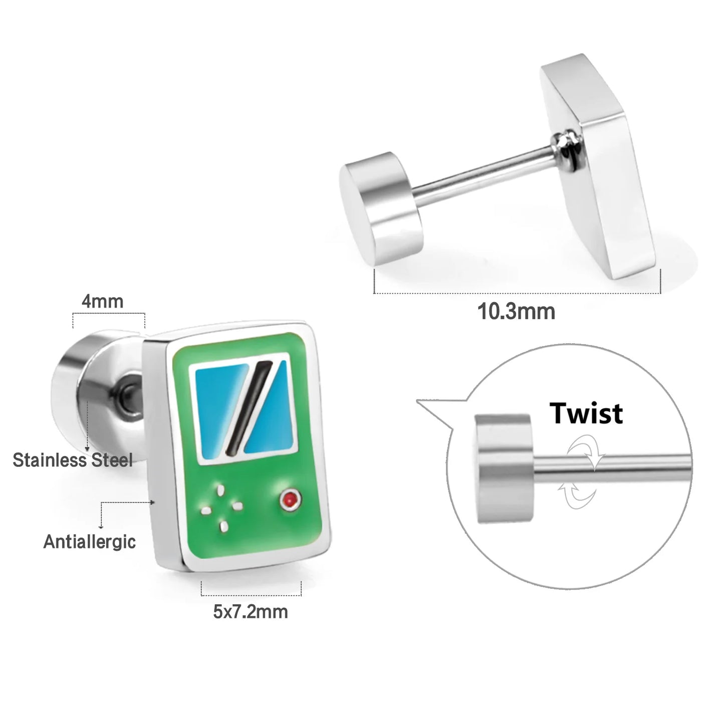 LUXUKISSKIDS Ohrstecker aus chirurgischem Stahl für Mädchen/Frauen, Erdbeere, Regenbogen, niedliches romantisches Piercing, winziger Schmuck mit hypoallergenkeit