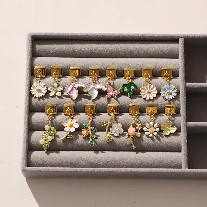 Neue Gold Farbe Blumen Blätter Vintage Anhänger Italienischen Charme Link Fit 9MM Edelstahl Armband Männer Frauen DIY Machen geschenke