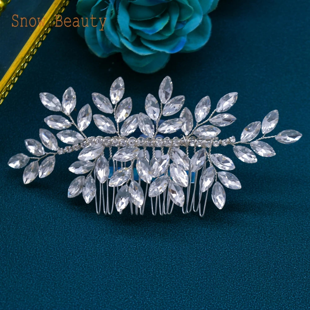 A499 Silber Gold Farbe Haar Kamm Kristall Hochzeit Kopf Stück Braut Kopfbedeckungen Frauen Haar Zubehör Party Pin Clip Prom Stirnband