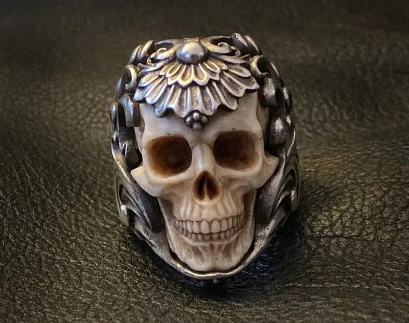 Horror-Totenkopf-Ring, Gothic-Schmuck, Hexenzubehör, heidnisch, 3D-Totenkopf, Alternative, Wikinger, verstellbar, Retro, Ring für Herren