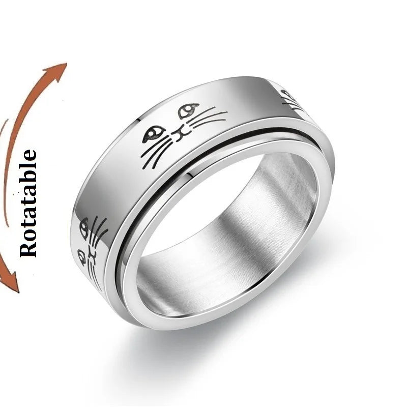 Edelstahl rotierende Angst Fidget Spinner Ringe für Paare Sorgen Stress Relief Metall Rock Band Ring Anillo Antiestres