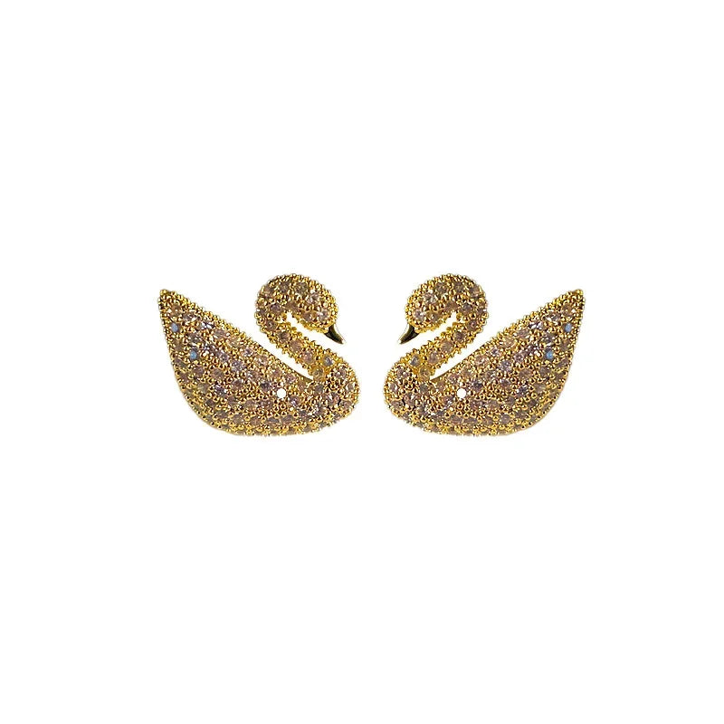 Elegante Zirkonia-Schwanen-Ohrringe, High-End-Feeling aus 925er Silber, Nadel, einzigartige Ohrdekorationen, modischer klassischer Schmuck