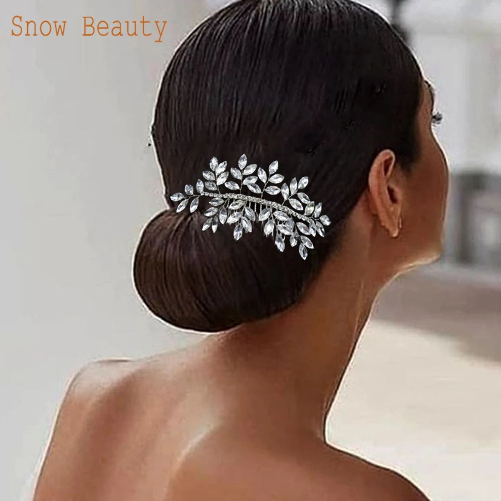 A499 Silber Gold Farbe Haar Kamm Kristall Hochzeit Kopf Stück Braut Kopfbedeckungen Frauen Haar Zubehör Party Pin Clip Prom Stirnband