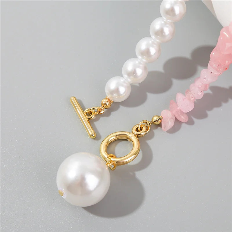 Elegante Imitation Perle Kette Choker Halsketten Für Frauen Kragen Naturstein Schlüsselbein Halskette Asymmetrie Schmuck Urlaub Geschenk