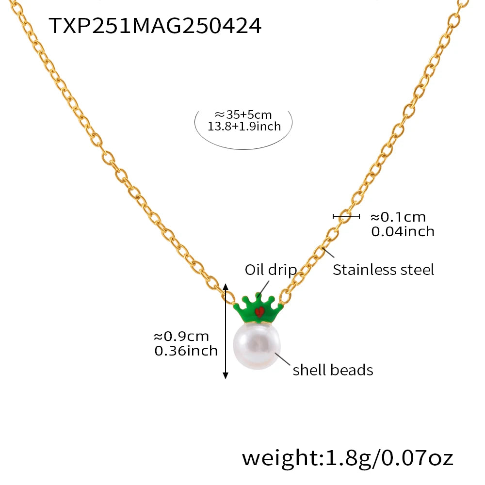 Liora Mode Emaille Bowknot Anhänger Simulierte Perle Halskette Armband Ring Ohrringe Für Mädchen Edelstahl Charme Schmuck Set