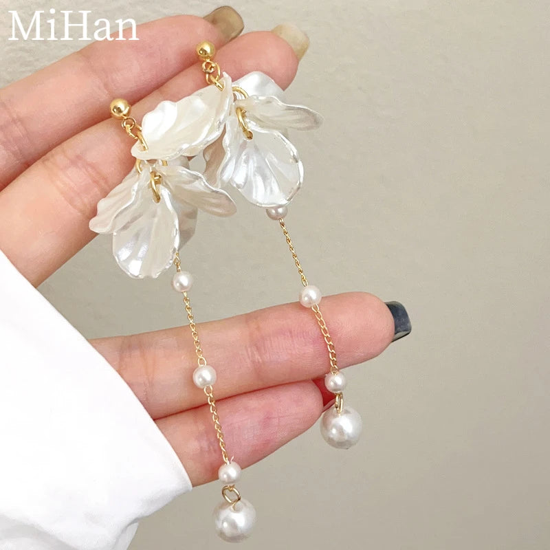 Moderne Schmuck 925 Silber Nadel Elegante Temperament Simulierte perle Quaste Ohrringe Für Frauen Mode Zubehör Großhandel