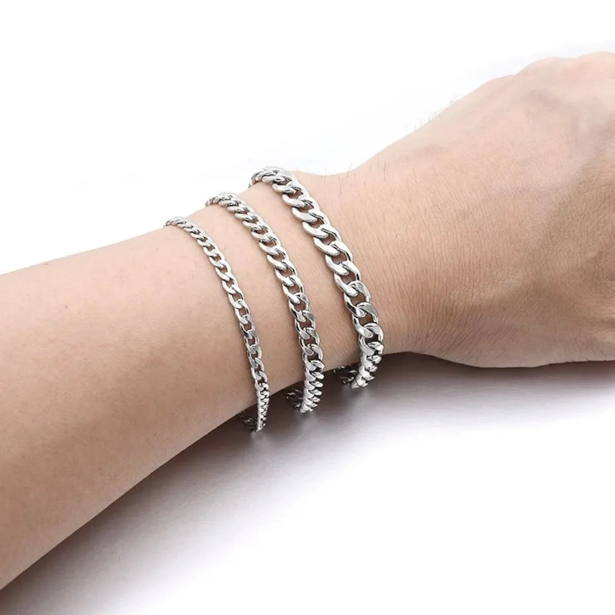 Mode Edelstahl Männer Curb Kubanischen Kette Armbänder Frauen Armband auf Hand für Paar Unisex Handgelenk Hand Schmuck
