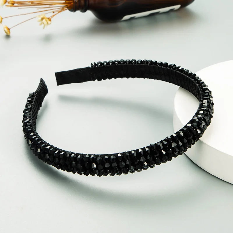 Frauen Mädchen Kristall Perlen geflochten handgemachte Haarband Stirnband Erwachsene Haarschmuck