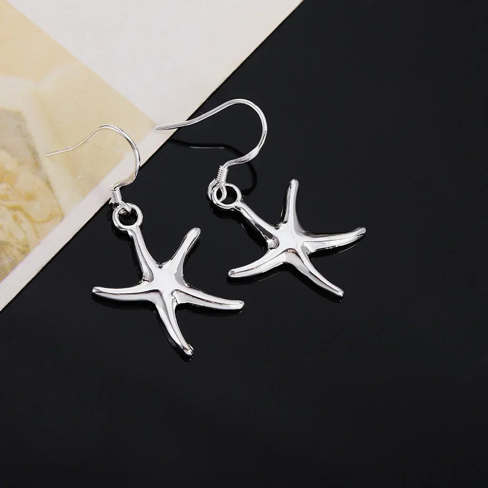 Heißer Verkauf, hübsche Ohrringe aus 925er-Sterlingsilber, niedliche Seestern-Ohrringe für Damen, Mode, Party, Hochzeit, Geburtstag, Geschenke, klassischer Schmuck