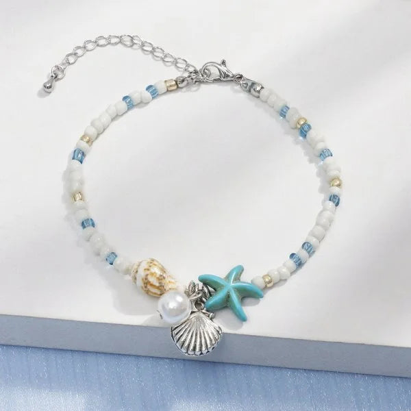 Bohemian Imitation Shell Perlen Armband Für Frauen Sea Star Schildkröte Gewebtes Seil Armband Handgemachte Freundschaft Strand Urlaub Schmuck