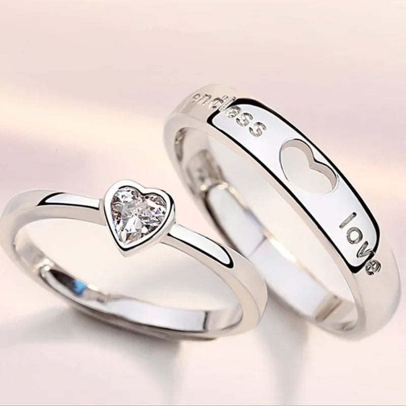 2 Teile/sätze Zirkon Liebe Herz Passenden Paar Ringe Für Immer Endlose Liebe Hochzeit Ring Für Frauen Männer Liebhaber Valentinstag schmuck