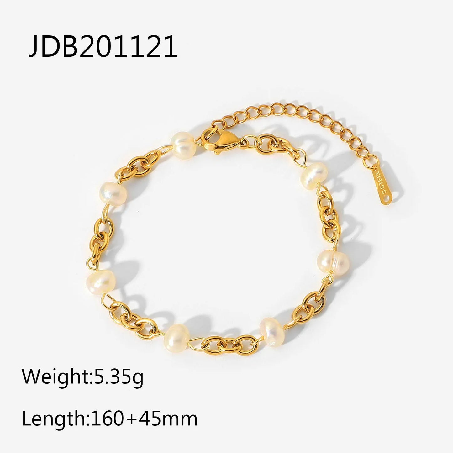 Uworld Damen-Schmuckset, Perlenkette, goldenes Armband, verstellbares stapelbares Armband, Liebesohrringe, Geschenk für Sie