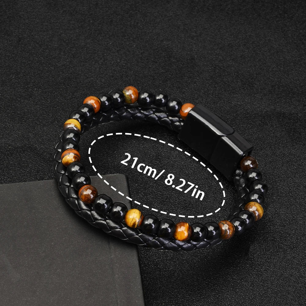 1pc Edelstahl Armband Tigerauge Stein Perlen Armband Natürliche Lava Stein Perlen Edelstahl Armband Männer Frauen Schmuck