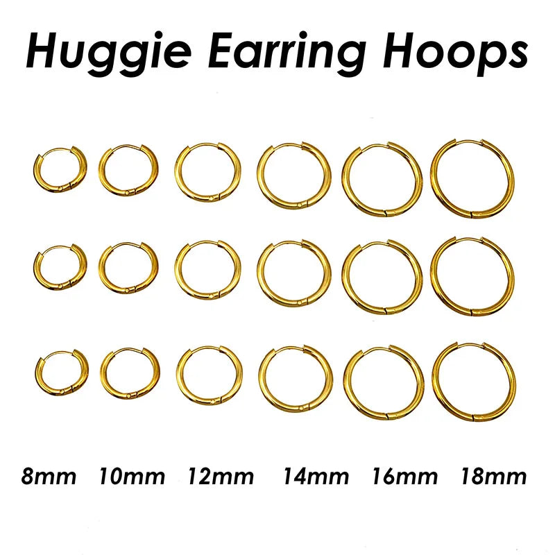 20 Stück Edelstahl-Creolen für Damen und Herren, Huggie-Ohrringe, goldfarben, minimalistische Huggie-Ohrring-Creolen