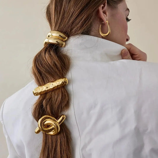 Uworld Mode gehämmert glänzende geometrische Doppel bogen Pony Haarnadel Kopf bedeckung Vintage Schmuck Pony Manschette Zubehör Geschenk 2024