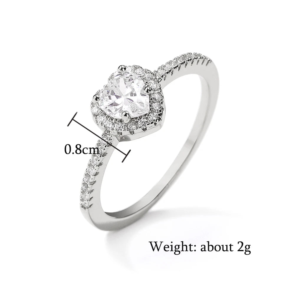 ZAKOL Exquisiter klarer rosa Zirkon-Herz-Verlobungsring für Frauen, Charm, glänzend, AAA-CZ-Ehering, Schmuck, Geschenk