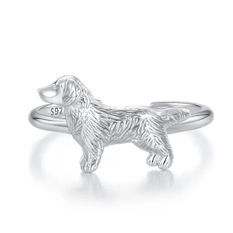WOSTU 925 Sterling Silber Katze Haustier Einstellbare Ringe Für Frauen Tier Hund Offenen Ring Familie Tochter Geburtstag Schmuck Mädchen Geschenk