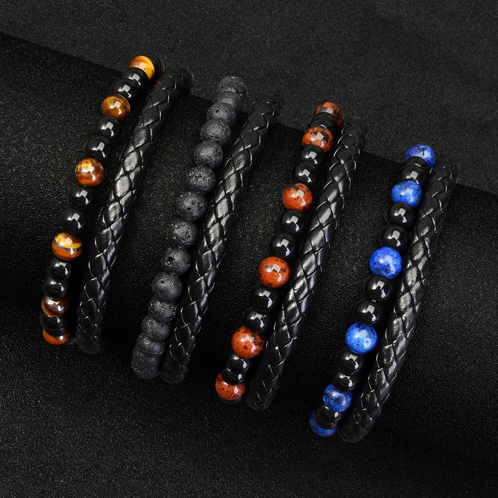 1pc Edelstahl Armband Tigerauge Stein Perlen Armband Natürliche Lava Stein Perlen Edelstahl Armband Männer Frauen Schmuck