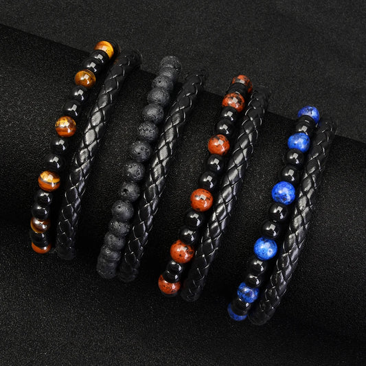 1pc Edelstahl Armband Tigerauge Stein Perlen Armband Natürliche Lava Stein Perlen Edelstahl Armband Männer Frauen Schmuck