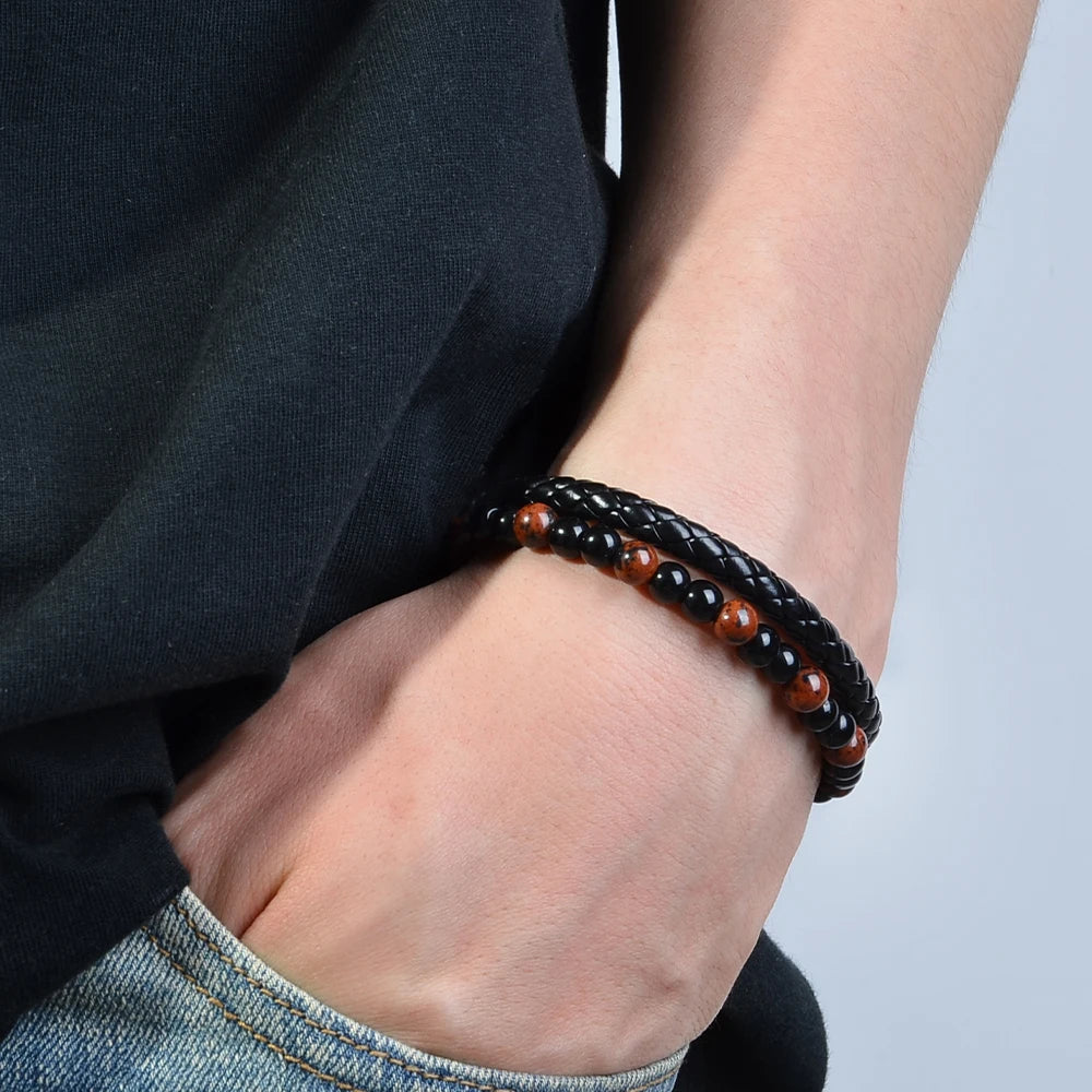 1pc Edelstahl Armband Tigerauge Stein Perlen Armband Natürliche Lava Stein Perlen Edelstahl Armband Männer Frauen Schmuck