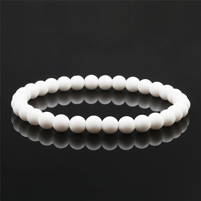 Natürliche Stein Elastische Armband 6mm Charme Männer Schwarz Lava Blau Perlen Strang Armbänder für Frauen Yoga Meditation Schmuck pulseira
