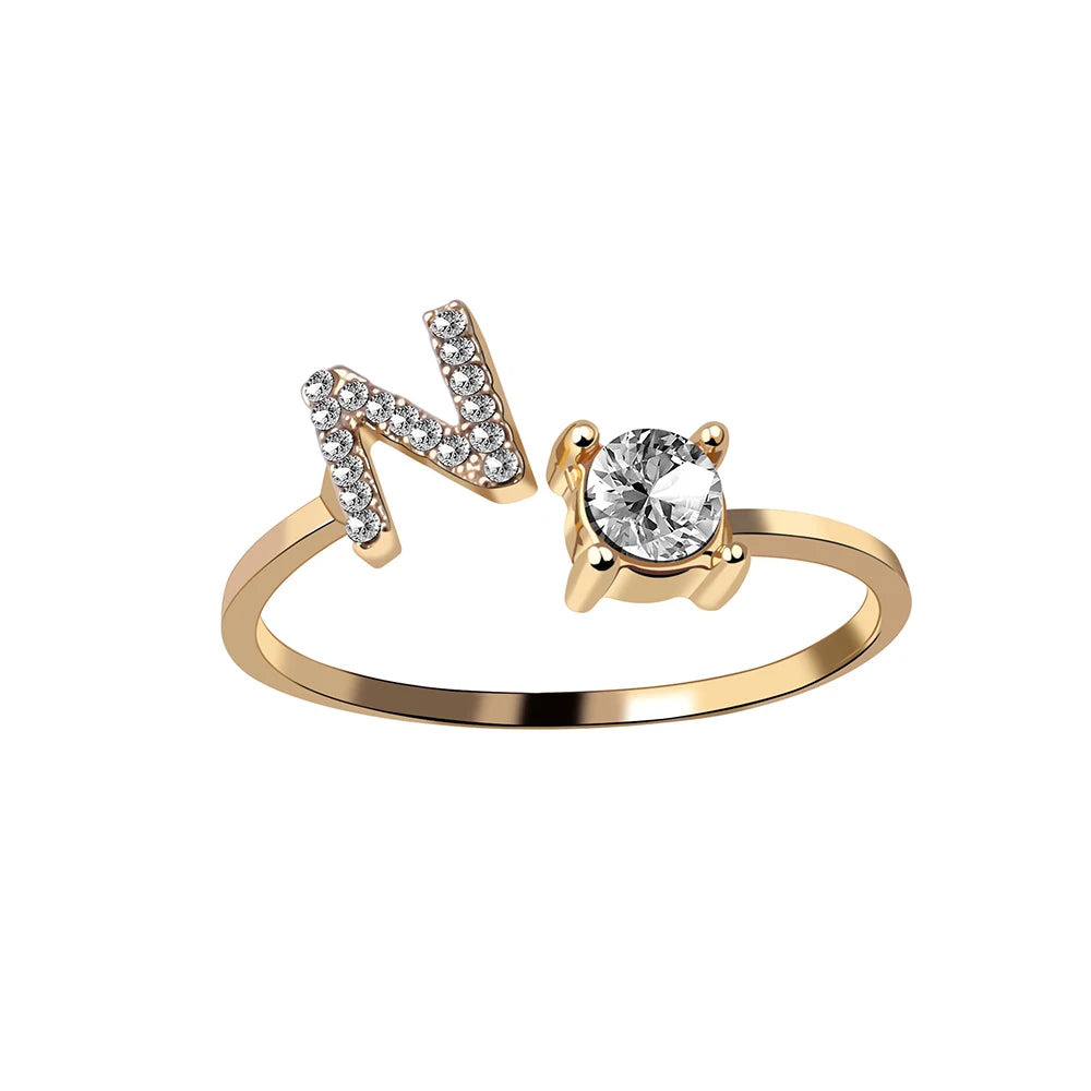 Mode 26 Initial Brief Ring Silber Farbe Persönlichkeit Finger Ringe Frauen Einfache Elegante Schmuck Freundschaft Geschenk Großhandel