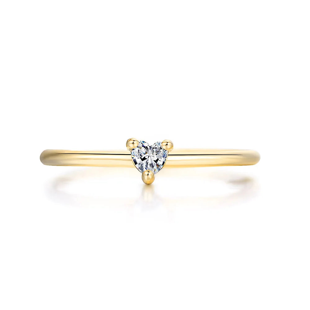 Ringe Für Frauen Kleine Herzförmige Gold Farbe Hochzeit Verlobung Dainty Ring Schmuck Zirkon Romantische Mode Schmuck KBR014-M