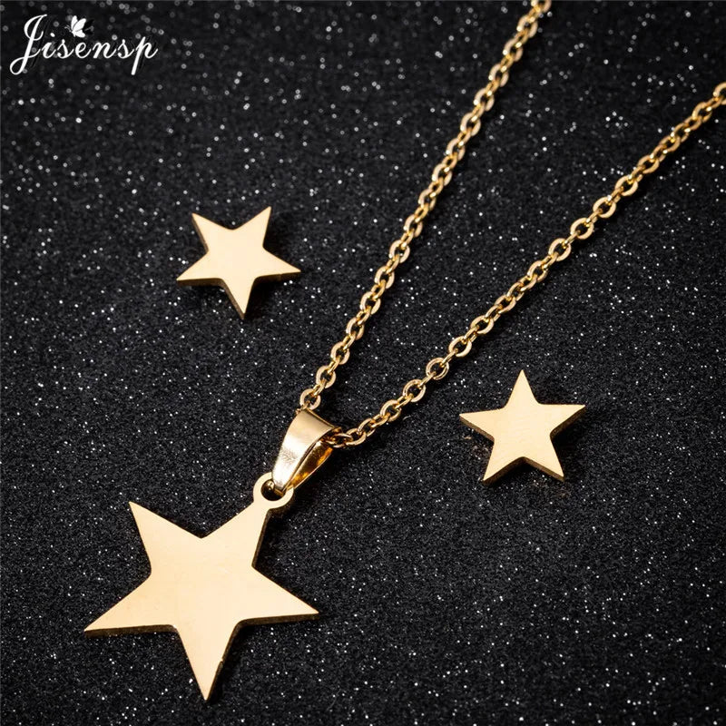 100% Tiny Star Edelstahl Anhänger Halsketten für Frauen Geburtstag Schmuck Einfache Crescent Moon Ohrringe Schmuck Dropshipping