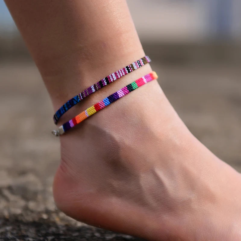 2 Teile/los Böhmische Fußkettchen für Männer und Frauen Handgemachte Seil Freundschaft Strand Barfuß Armband auf der Bein Kette Boho Fuß Schmuck