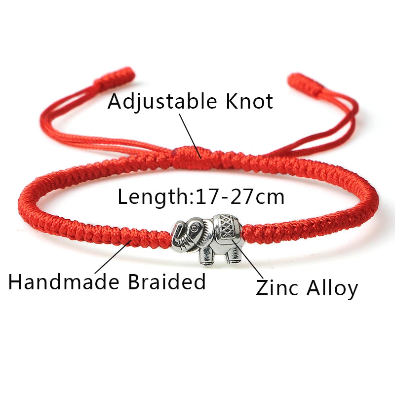 Retro-Elefant-Armbänder, glückliches geflochtenes Kettenarmband für Damen und Herren, viel Glück, Freundschaft, Wunsch-Geschenk, Schmuck, handgefertigt, verstellbar