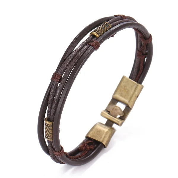 IFMIA Vintage Multi-Schicht Blatt Leder Armbänder für Männer Mode Handgemachte Holz Perlen Geflochtene Wrap Armband Schmuck Geschenk 2019 neue