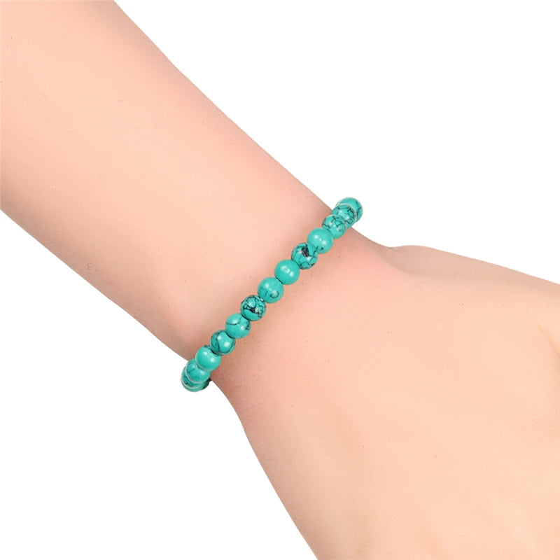 Natürliche Stein Elastische Armband 6mm Charme Männer Schwarz Lava Blau Perlen Strang Armbänder für Frauen Yoga Meditation Schmuck pulseira
