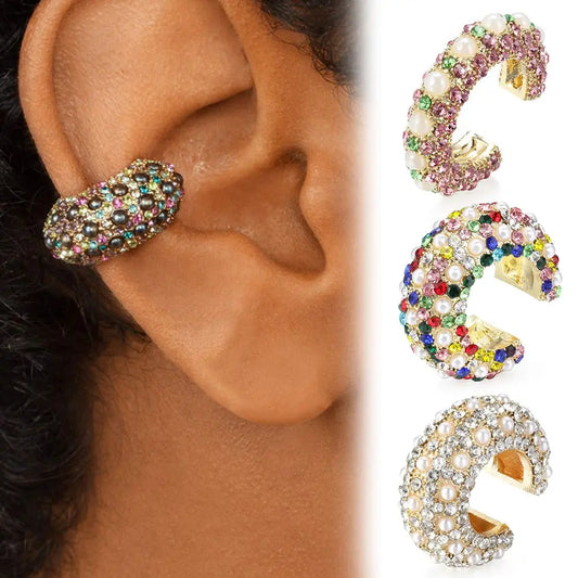 1 Stück cz Manschette Ohrringe für Frauen kleine C-Form Ohr manschette bunte Strass Clip Ohrringe Kristall Ohr manschette ohne Piercing