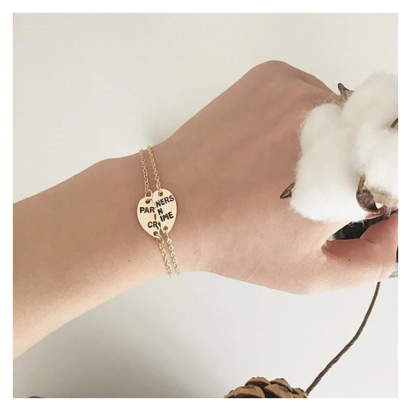 Beste Freunde Für Immer Partner In Verbrechen Valentine Split Herz Anhänger Armbänder & Armreifen Set 1 Paar